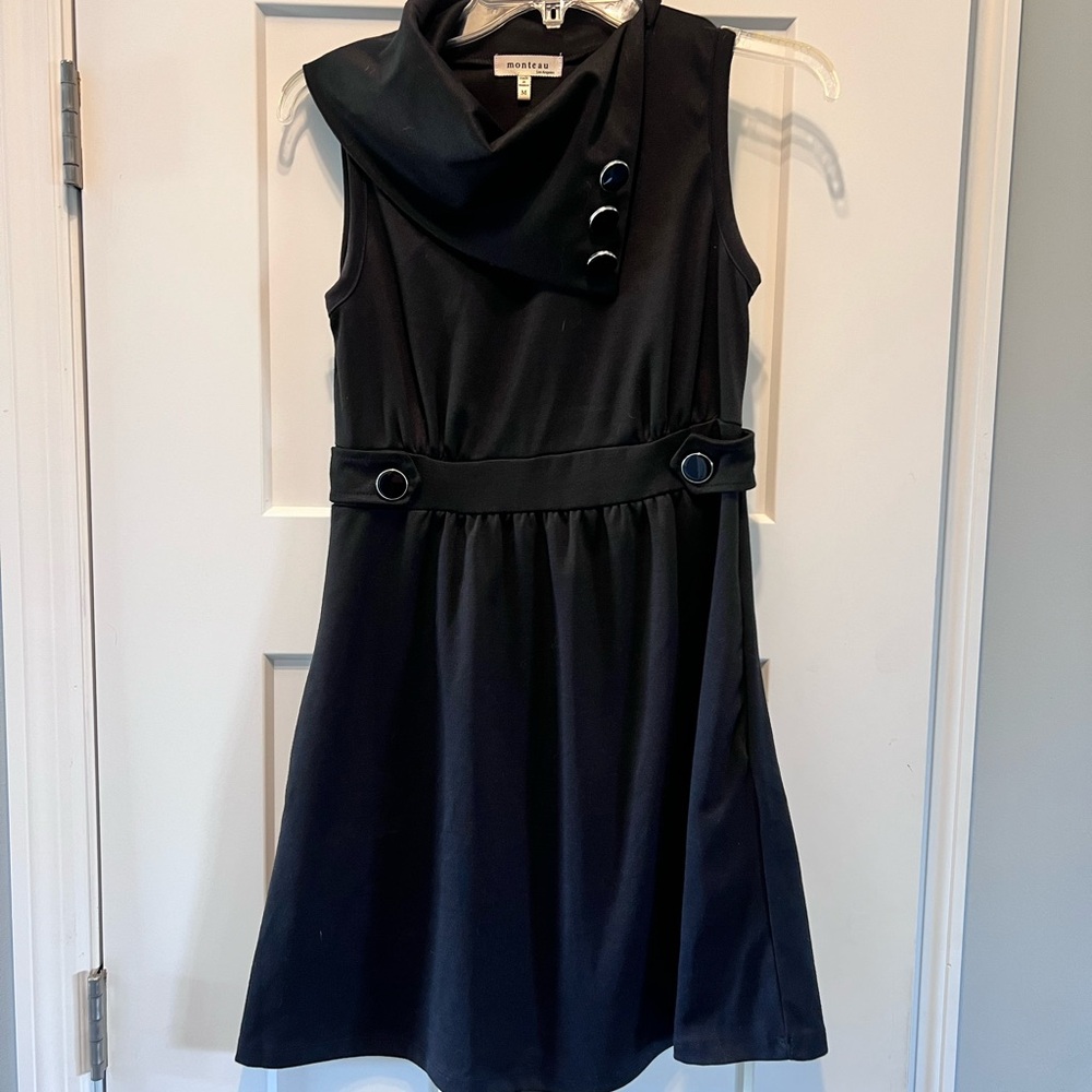 Monteau‎ Black Sleeveless Cowl Neck Dress